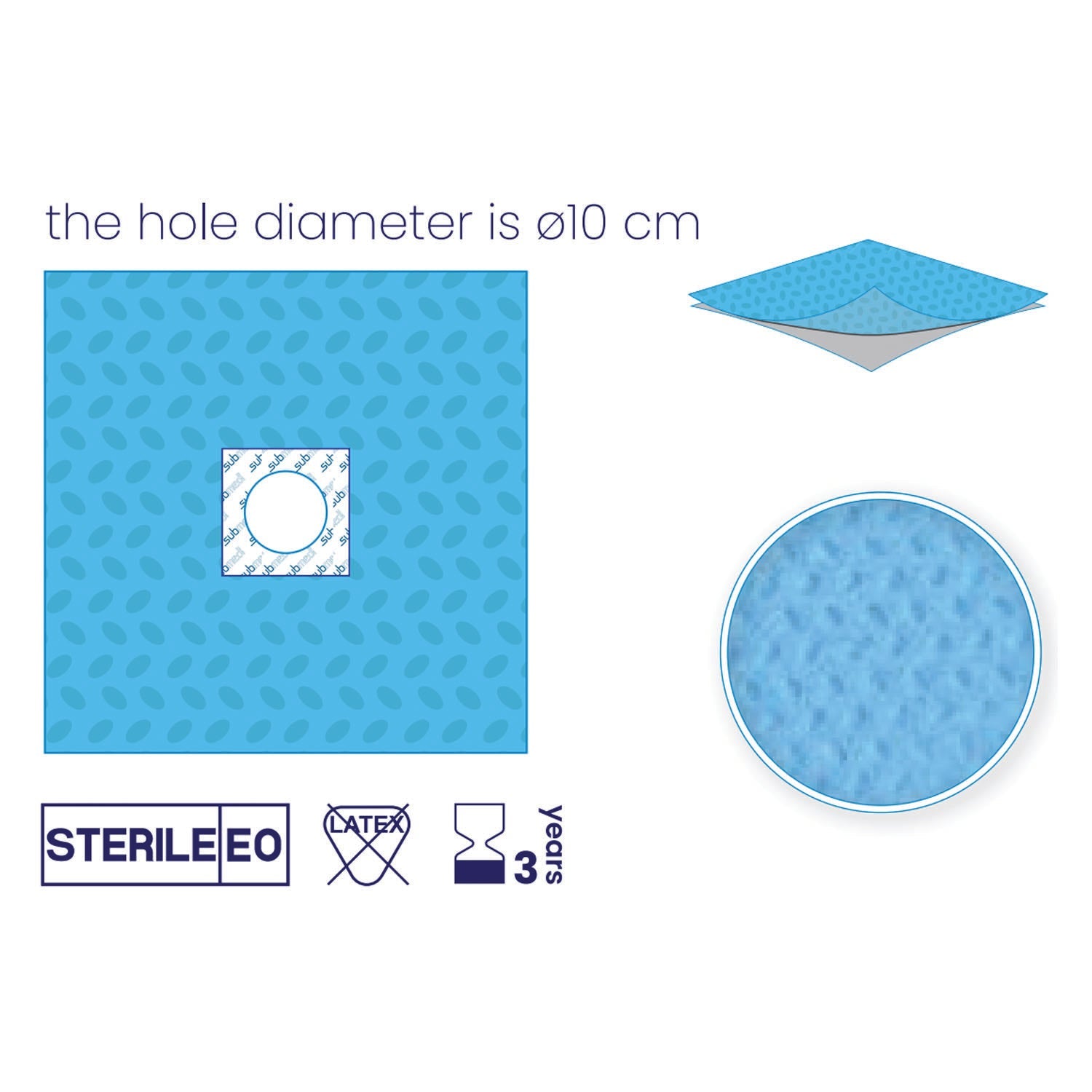 SUBMED Sterile-Non Sterile Adhesive Fenestrated Drapes (2-layered Pe/Pp - 56 gsm)