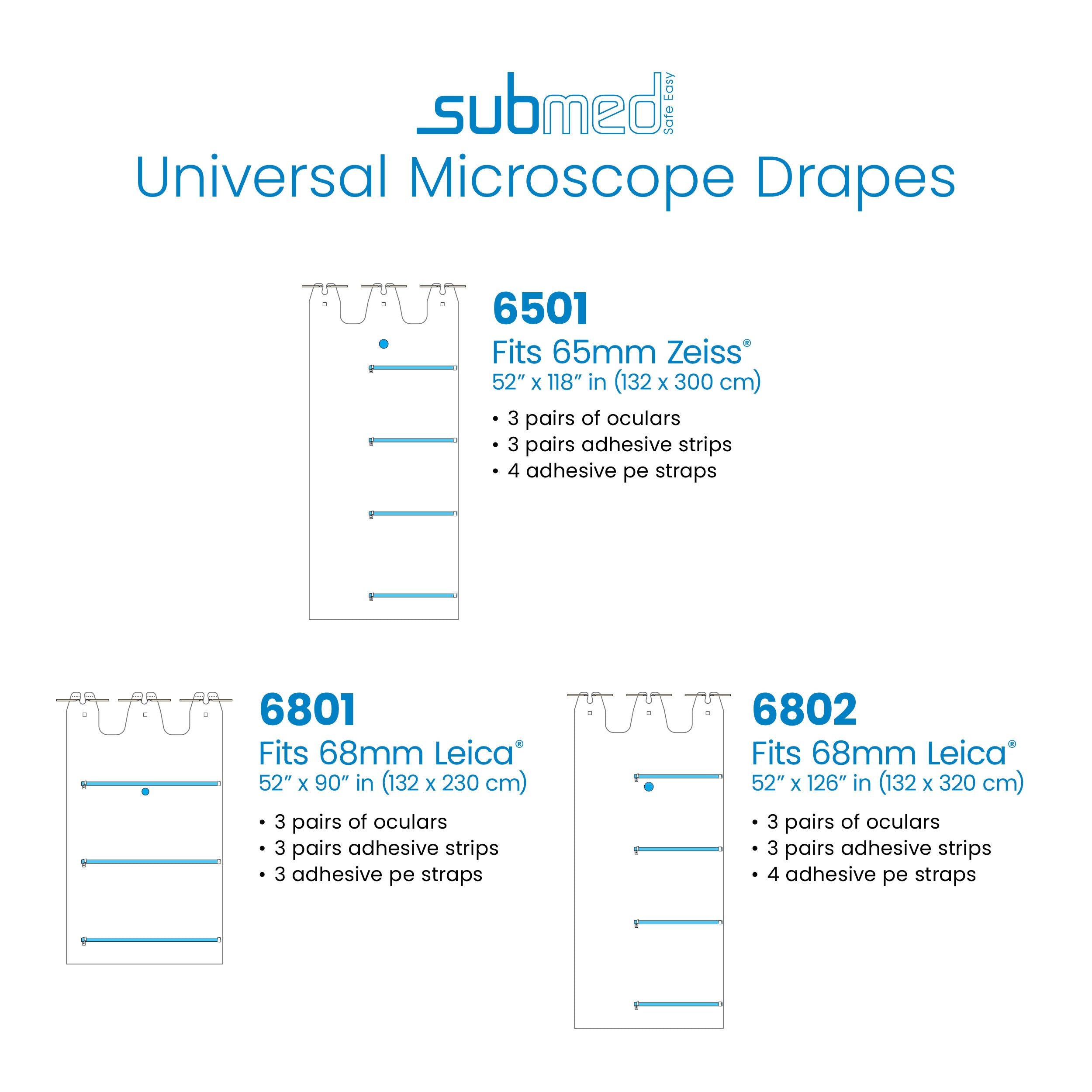 SUBMED Sterile Universal Microscope Drapes, for Zeiss, Leica Microscopes (10/case) - view 3